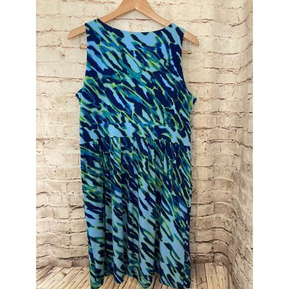 Michael Kors Dress Womens Large Turquoise Animal Print A Line Pockets Stretch - Picture 11 of 13